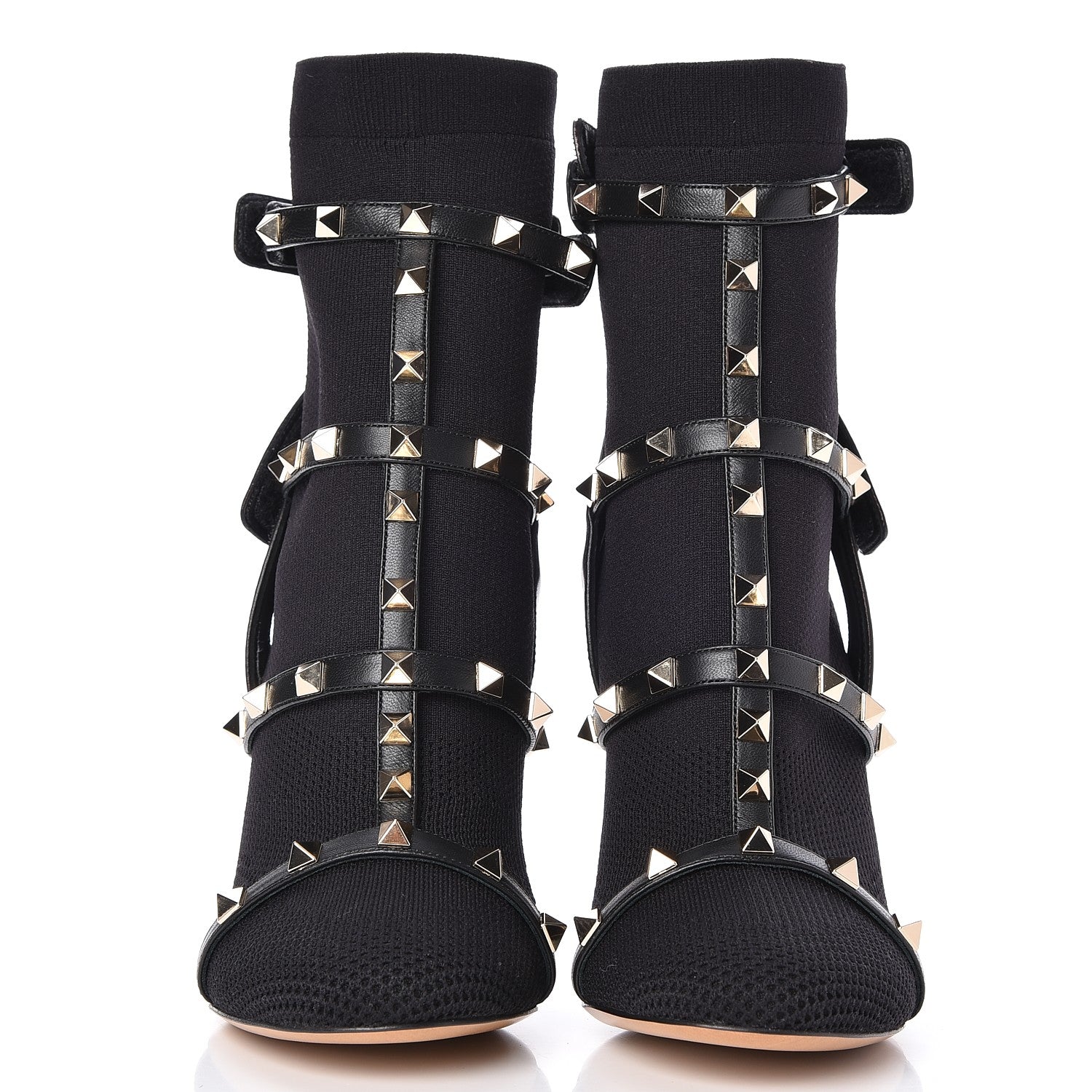 Valentino Garavani Knit Nappa Rockstud Bodytech 105mm Ankle Boots 36 Black 2 of 10