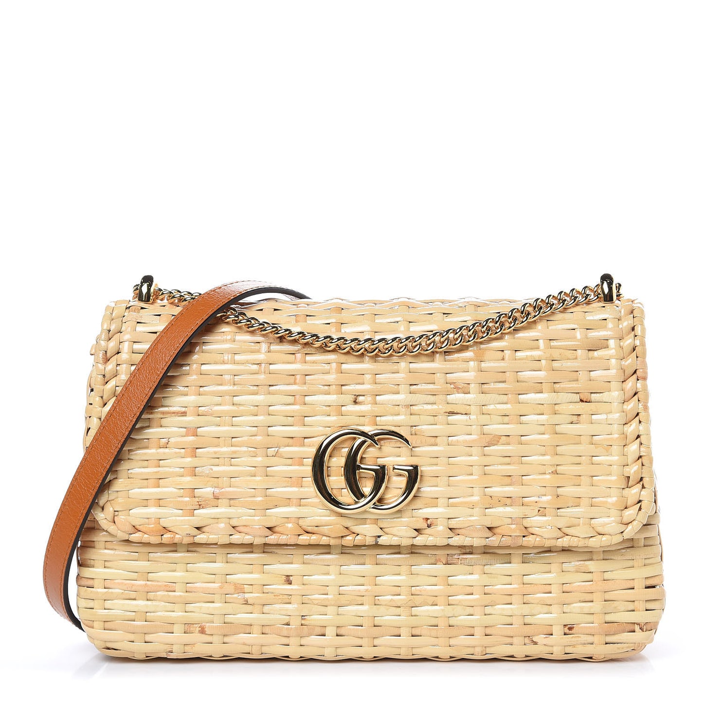 Glazed Wicker Small Cestino Shoulder Bag Natural