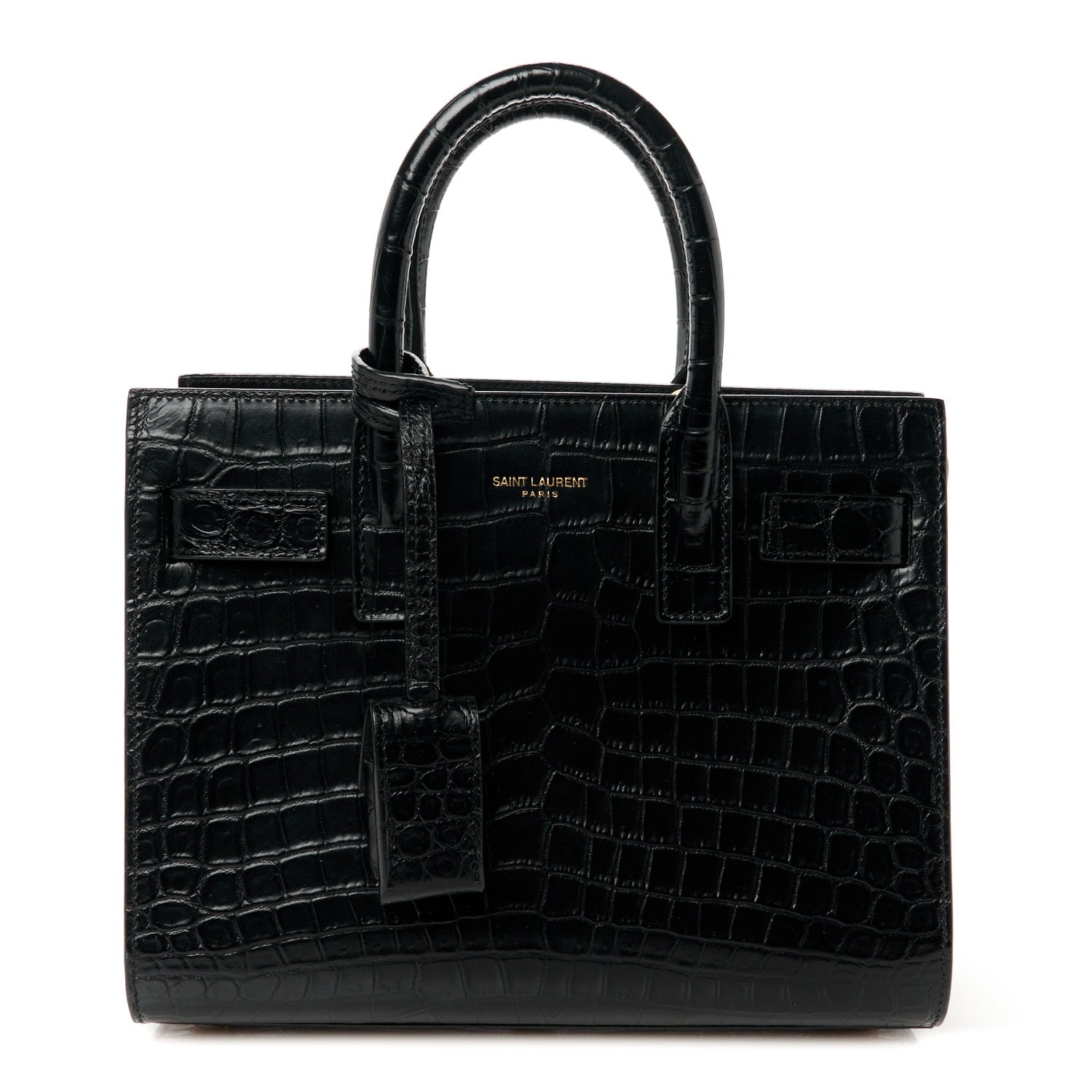 Saint Laurent Calfskin Crocodile Embossed Nano Sac De Jour Black 1 of 11