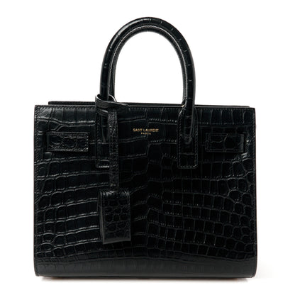 Saint Laurent Calfskin Crocodile Embossed Nano Sac De Jour Black 1 of 11