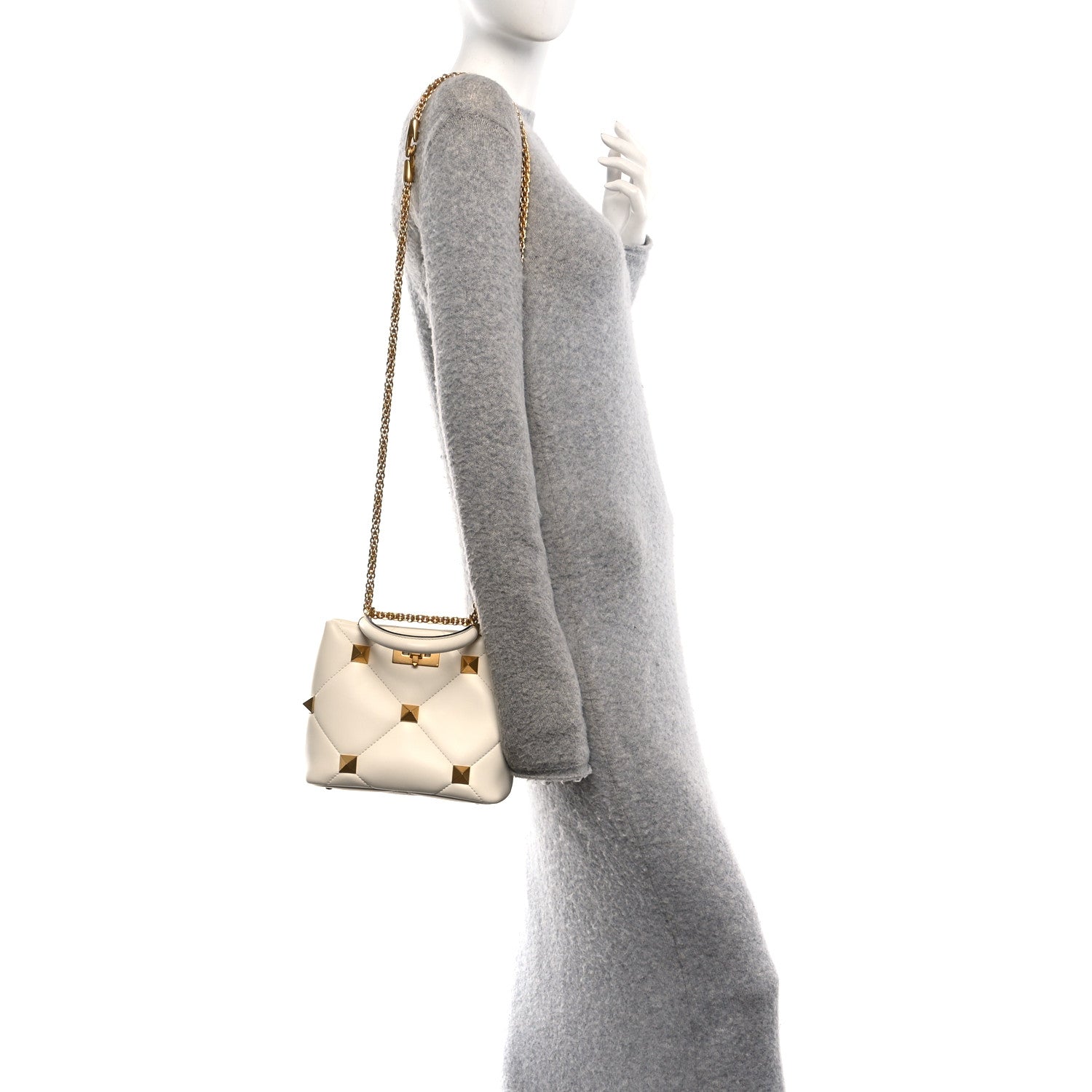 Valentino Garavani Nappa Small Roman Stud The Handle Bag Ivory 2 of 10