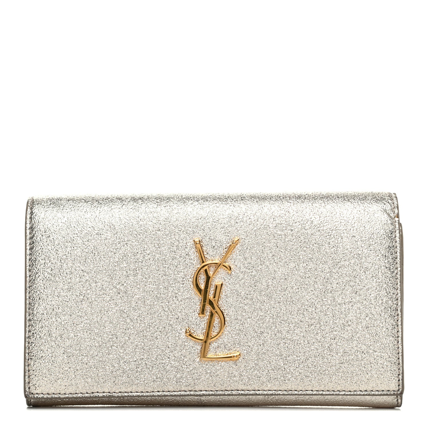 Saint Laurent Metallic Calfskin Classic Monogram Cassandre Wallet Silver 1 of 10