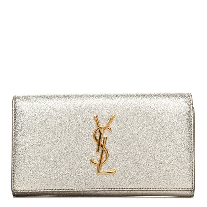 Saint Laurent Metallic Calfskin Classic Monogram Cassandre Wallet Silver 1 of 10