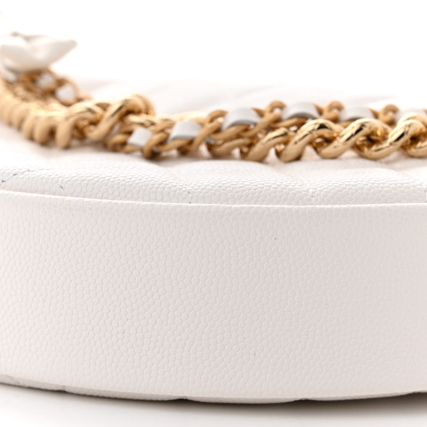 Shiny Caviar Quilted Bow Pouch Hobo White