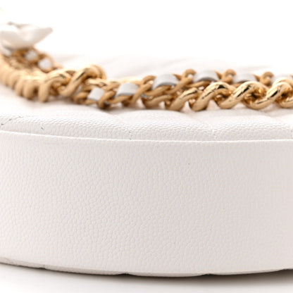 Chanel Shiny Caviar Quilted Bow Pouch Hobo White 9 of 11