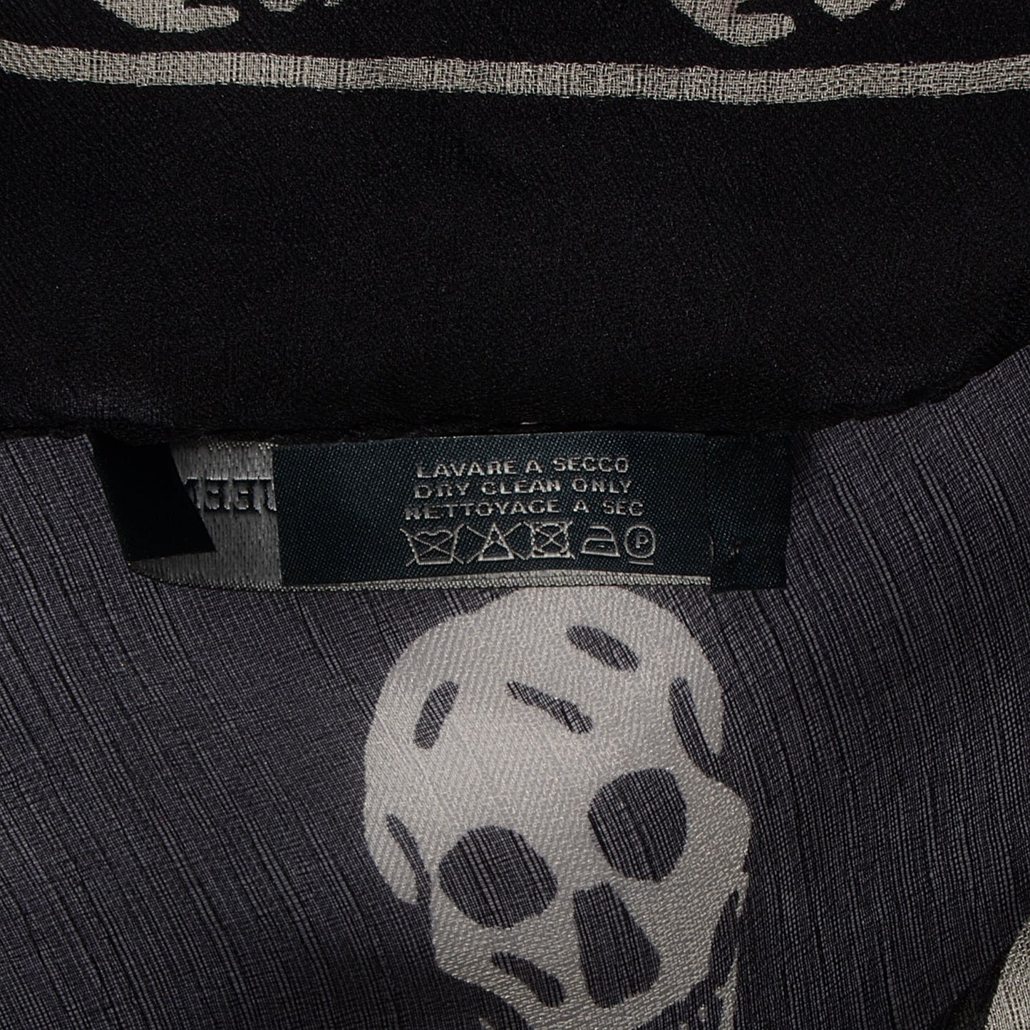 Silk Chiffon Skull Scarf Black Ivory