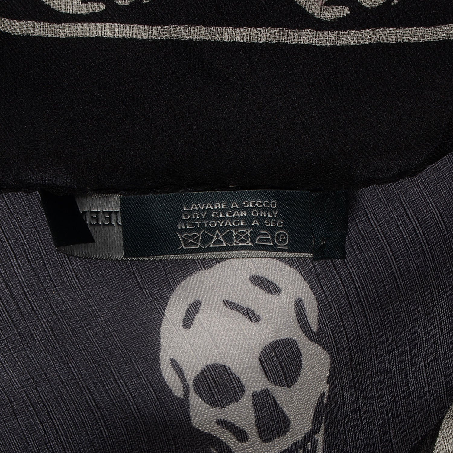 Alexander McQueen Silk Chiffon Skull Scarf Black Ivory 6 of 7