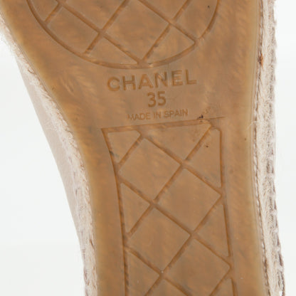 Chanel Grained Calfskin CC Espadrilles 35 Beige Black 7 of 8