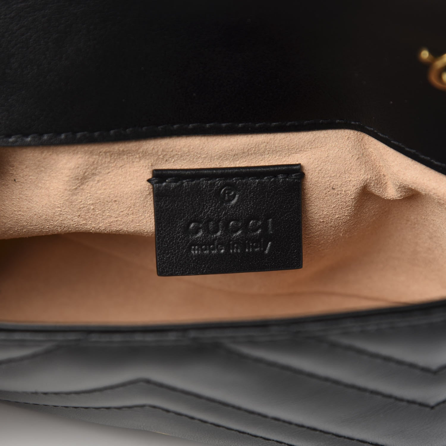 Gucci Calfskin Matelasse Super Mini GG Marmont Shoulder Bag Black 5 of 9