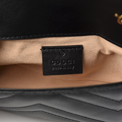 Gucci Calfskin Matelasse Super Mini GG Marmont Shoulder Bag Black 5 of 9