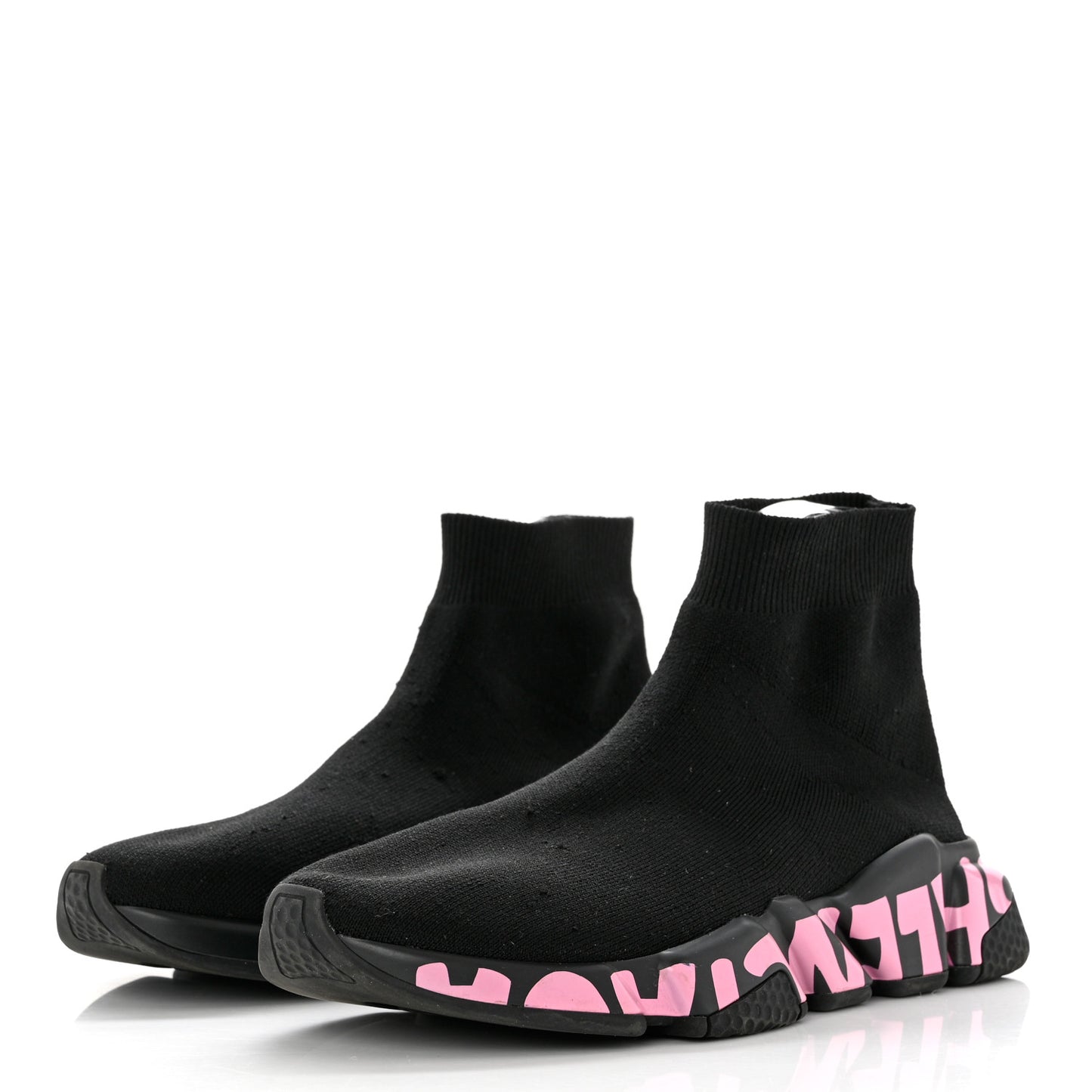 Recycled Knit Womens Speed Graffiti Sneakers 39 Black Pink