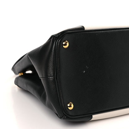 Prada Saffiano Lux Colorblock Medium Galleria Double Zip Tote Black Talco 7 of 12