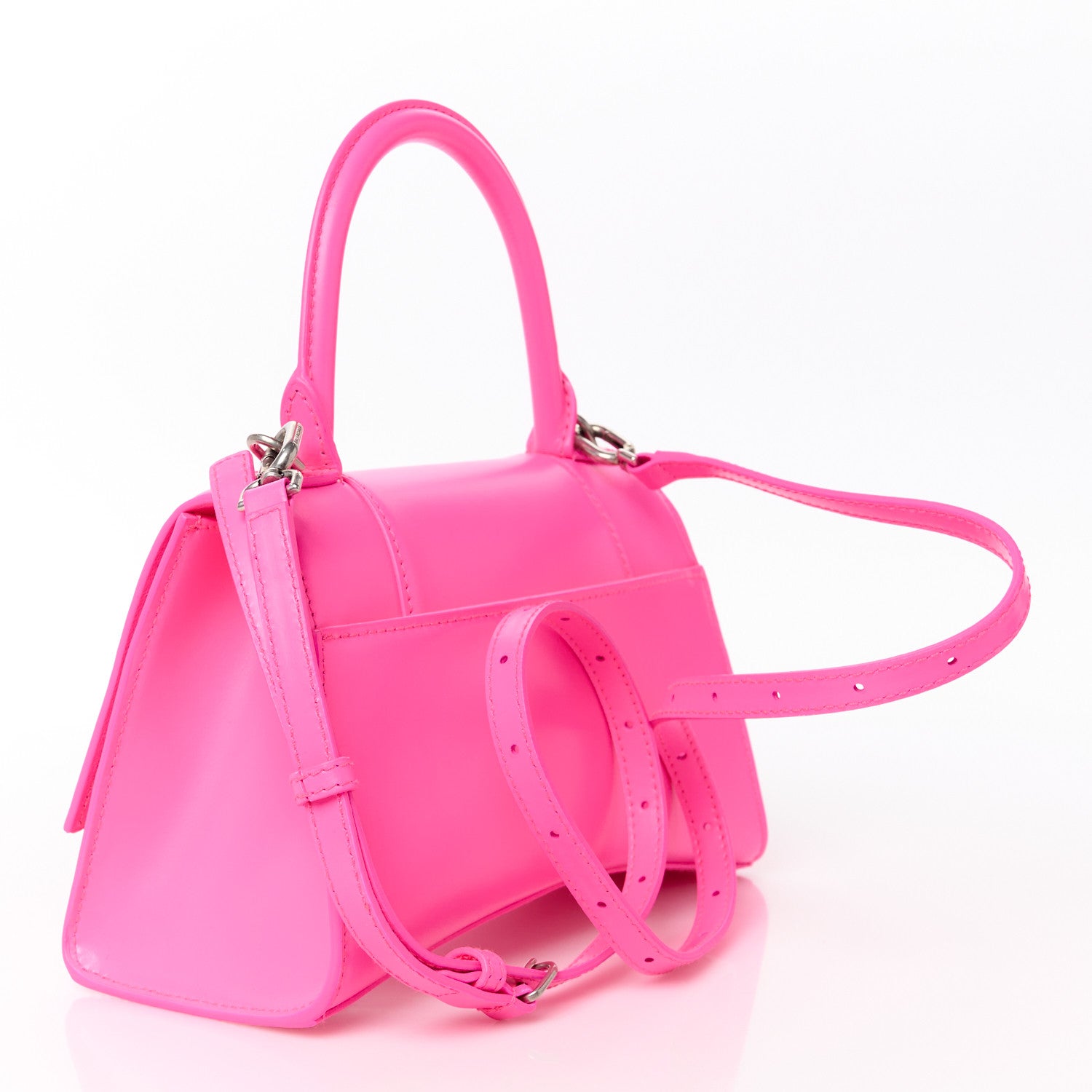 Balenciaga Shiny Box Calfskin Small Hourglass Top Handle Bag Fluo Pink 3 of 11