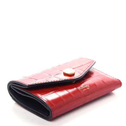 Mulberry Shiny Crocodile Embossed Stud Folded Multi Card Case Wallet Scarlet 4 of 6