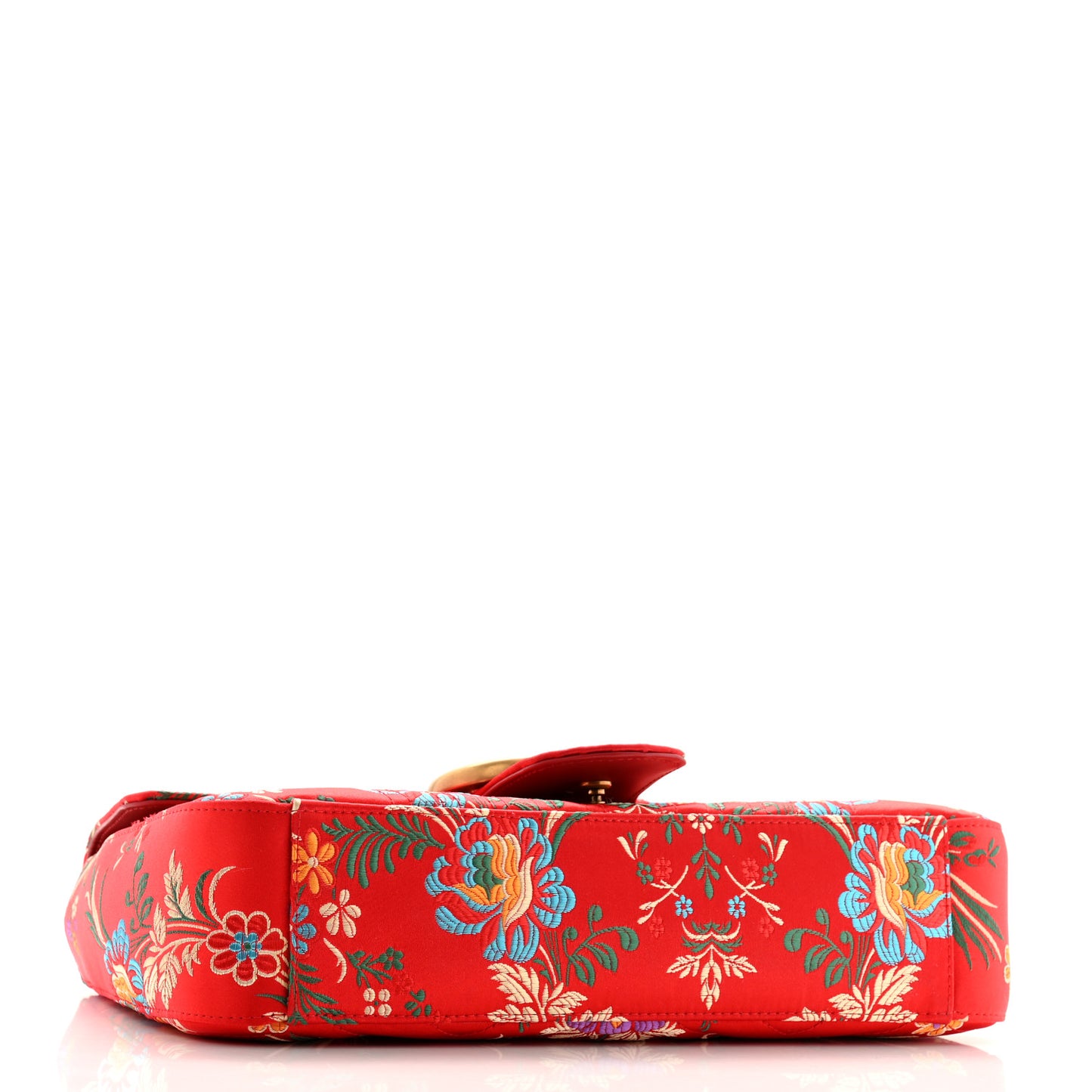 Jacquard Matelasse Floral Medium GG Marmont Shoulder Bag Red