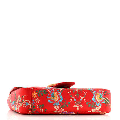 Gucci Jacquard Matelasse Floral Medium GG Marmont Shoulder Bag Red 4 of 12