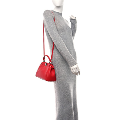 Fendi Nappa Mini Peekaboo Iconic Satchel Flamma 3 of 9