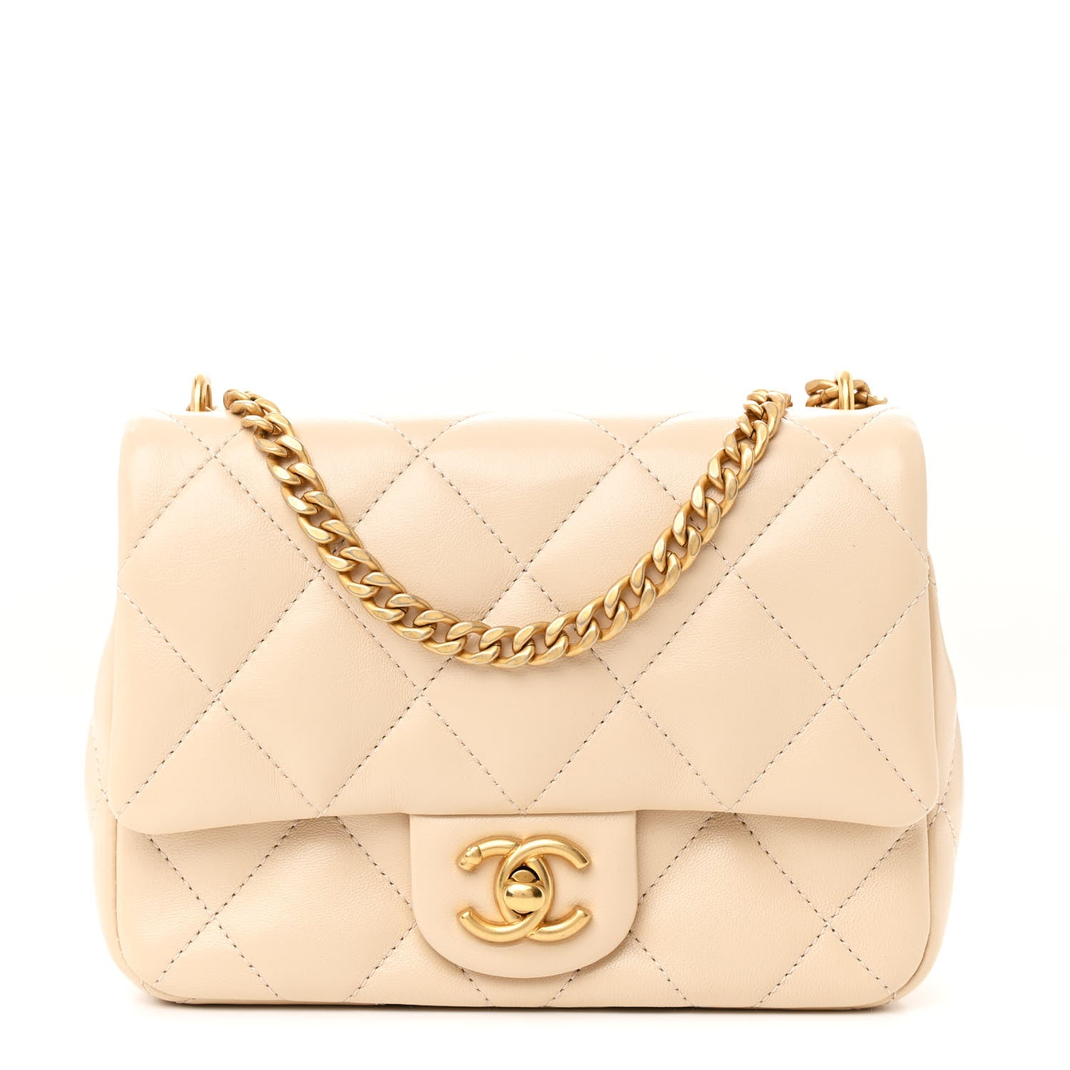 Chanel Shiny Lambskin Quilted Mini Sweetheart Flap Light Beige 1 of 10