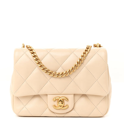 Chanel Shiny Lambskin Quilted Mini Sweetheart Flap Light Beige 1 of 10