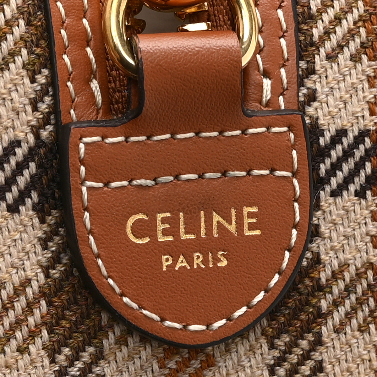 Tweed Calfskin Triomphe Small Boston Bag Tan