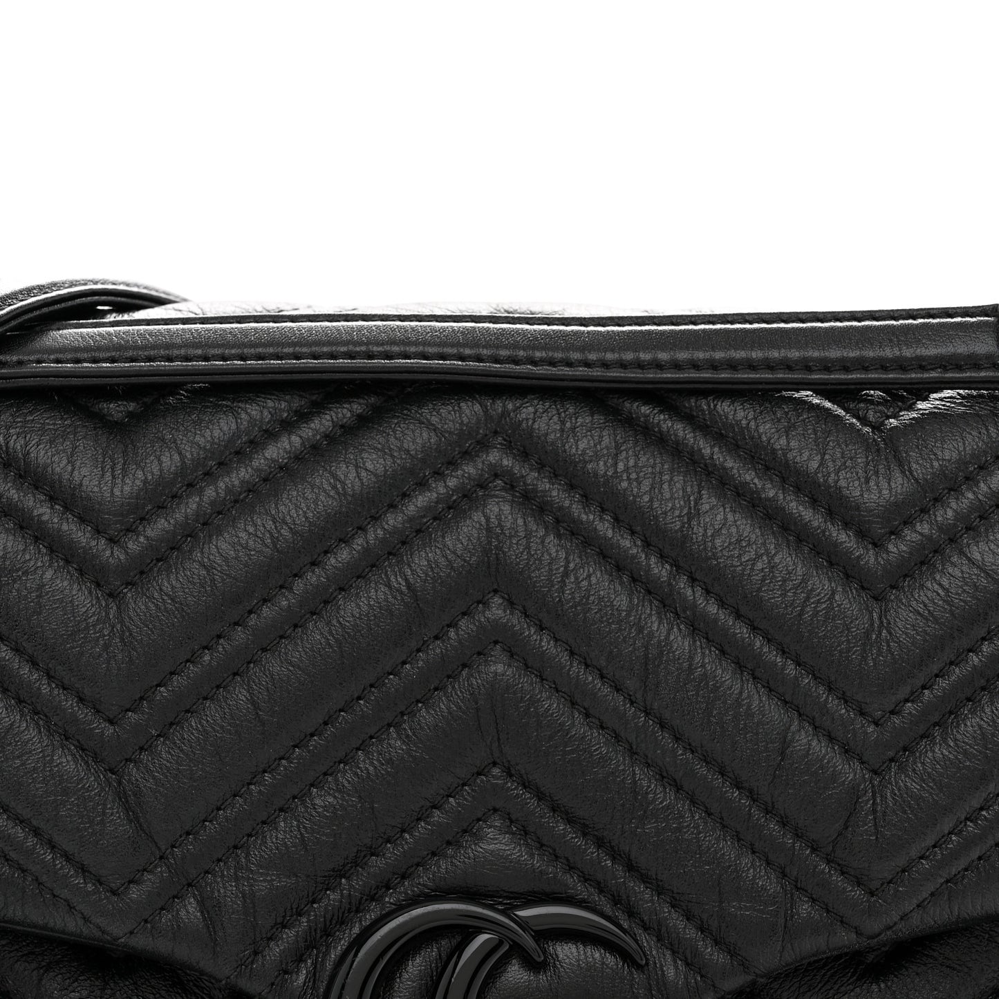 Soft Calfskin Matelasse Monochrome Medium GG Marmont Shoulder Bag Black