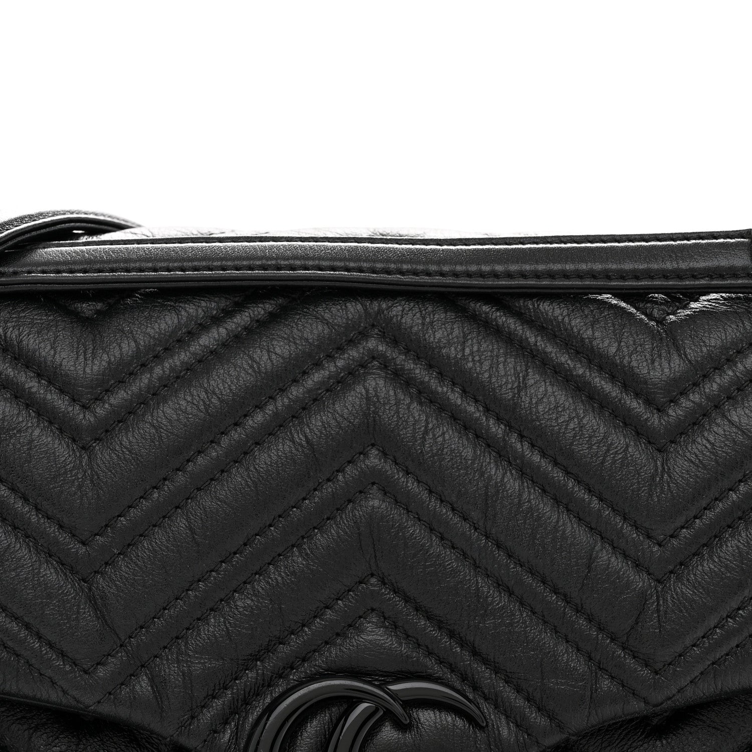 Gucci Soft Calfskin Matelasse Monochrome Medium GG Marmont Shoulder Bag Black 8 of 11