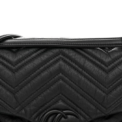 Gucci Soft Calfskin Matelasse Monochrome Medium GG Marmont Shoulder Bag Black 8 of 11