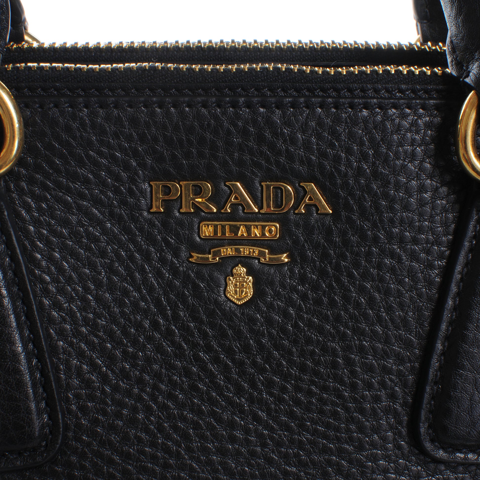 Prada Vitello Daino Double Zip Tote Black 5 of 9