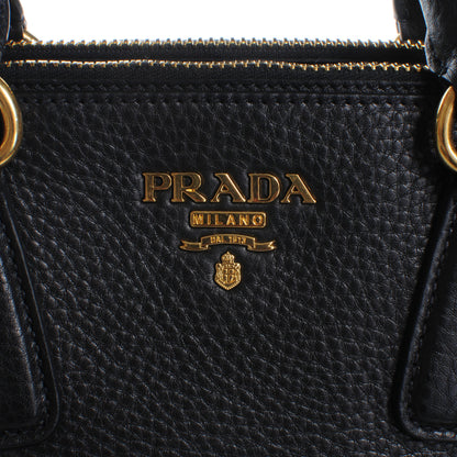 Prada Vitello Daino Double Zip Tote Black 5 of 9