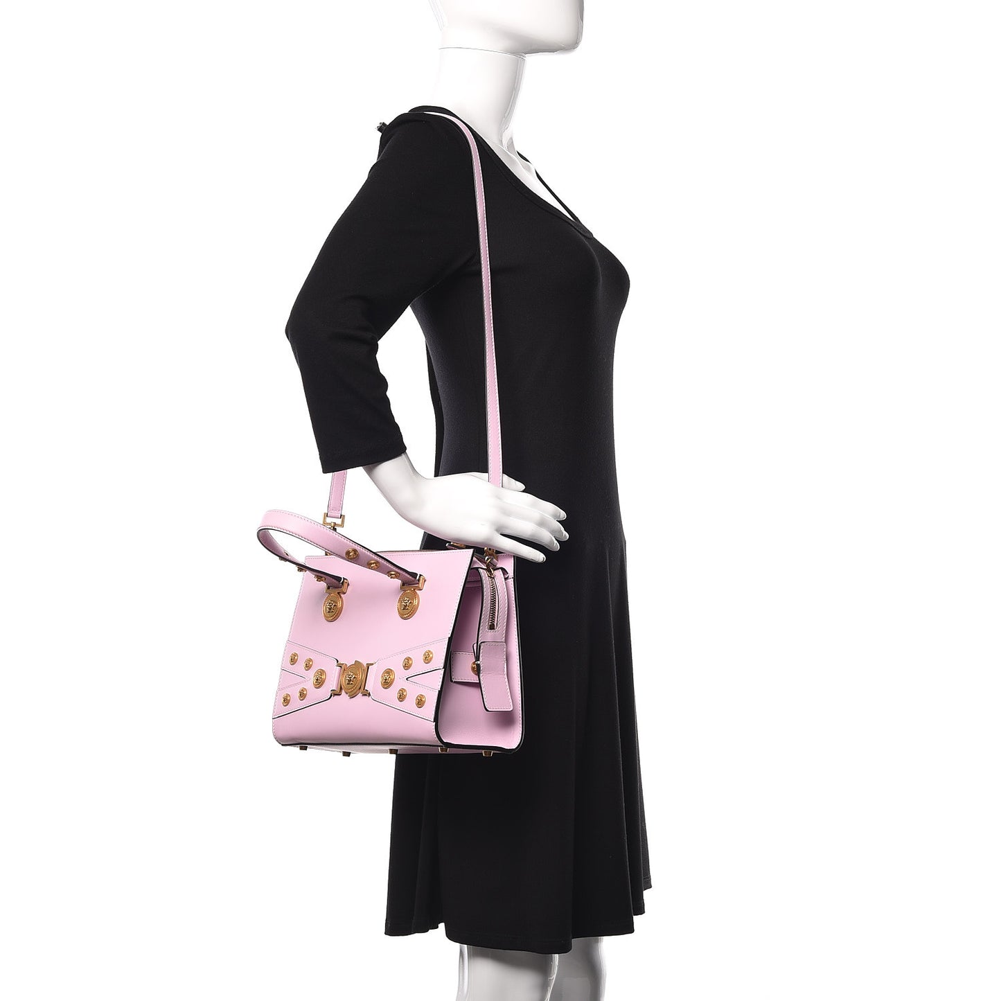 Calfskin Medusa Stud Tribute Tote Pink