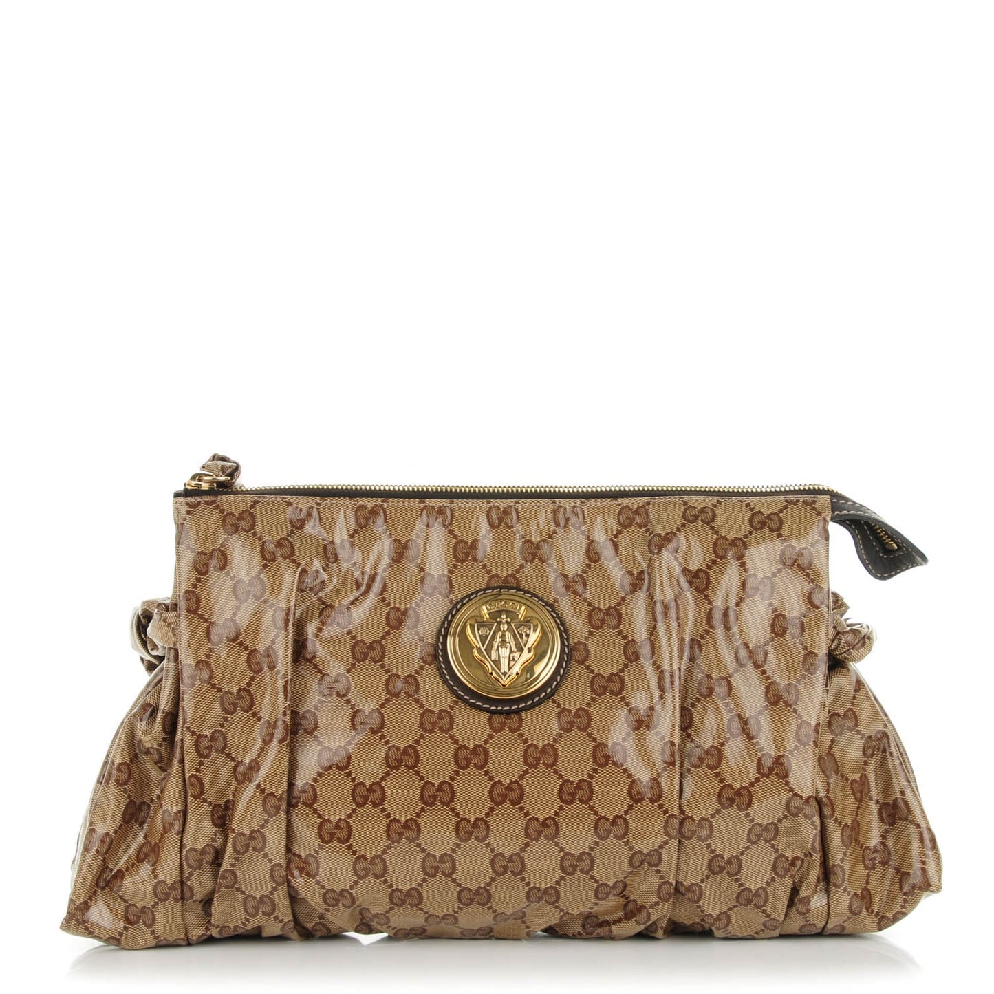 Crystal Monogram Large Hysteria Clutch Brown
