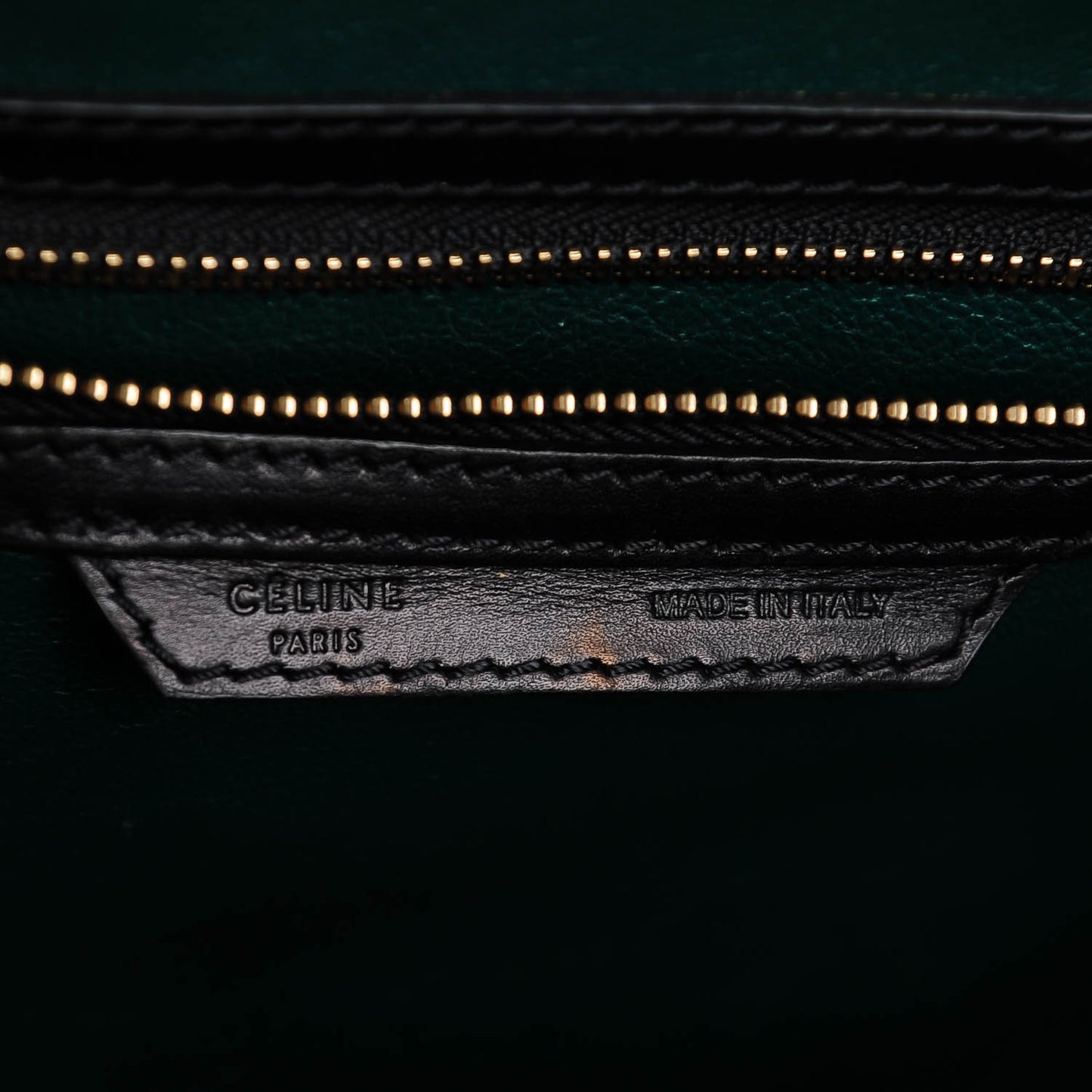 Satin Calfskin Mini Bi-Color Luggage Bottle Green Black
