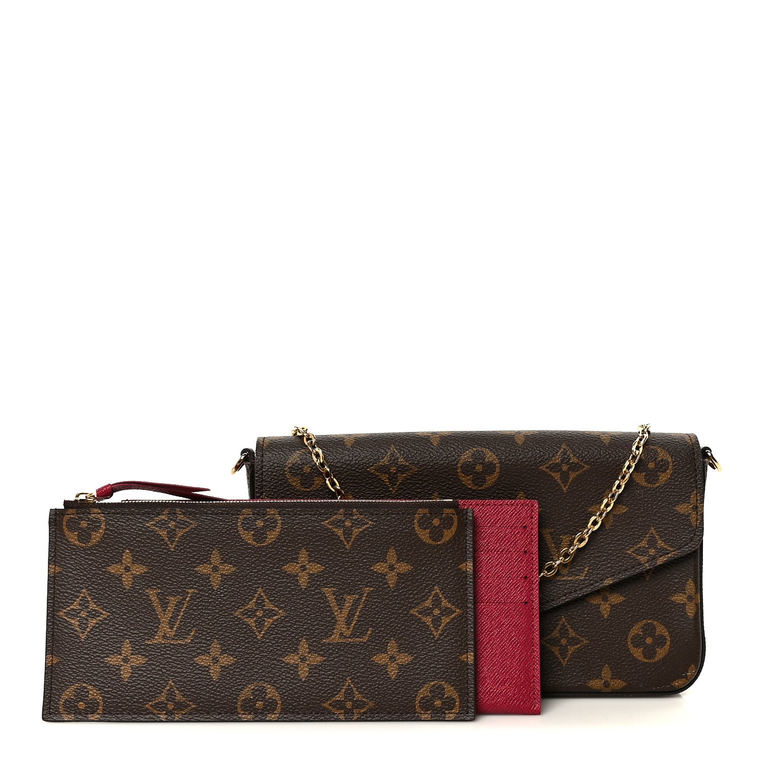 Louis Vuitton Monogram Pochette Felicie Chain Wallet Fuchsia 3 of 15