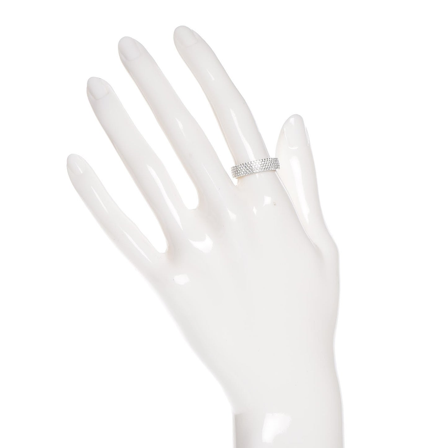 18K White Gold Diamond Metro Five Row Ring 6.5