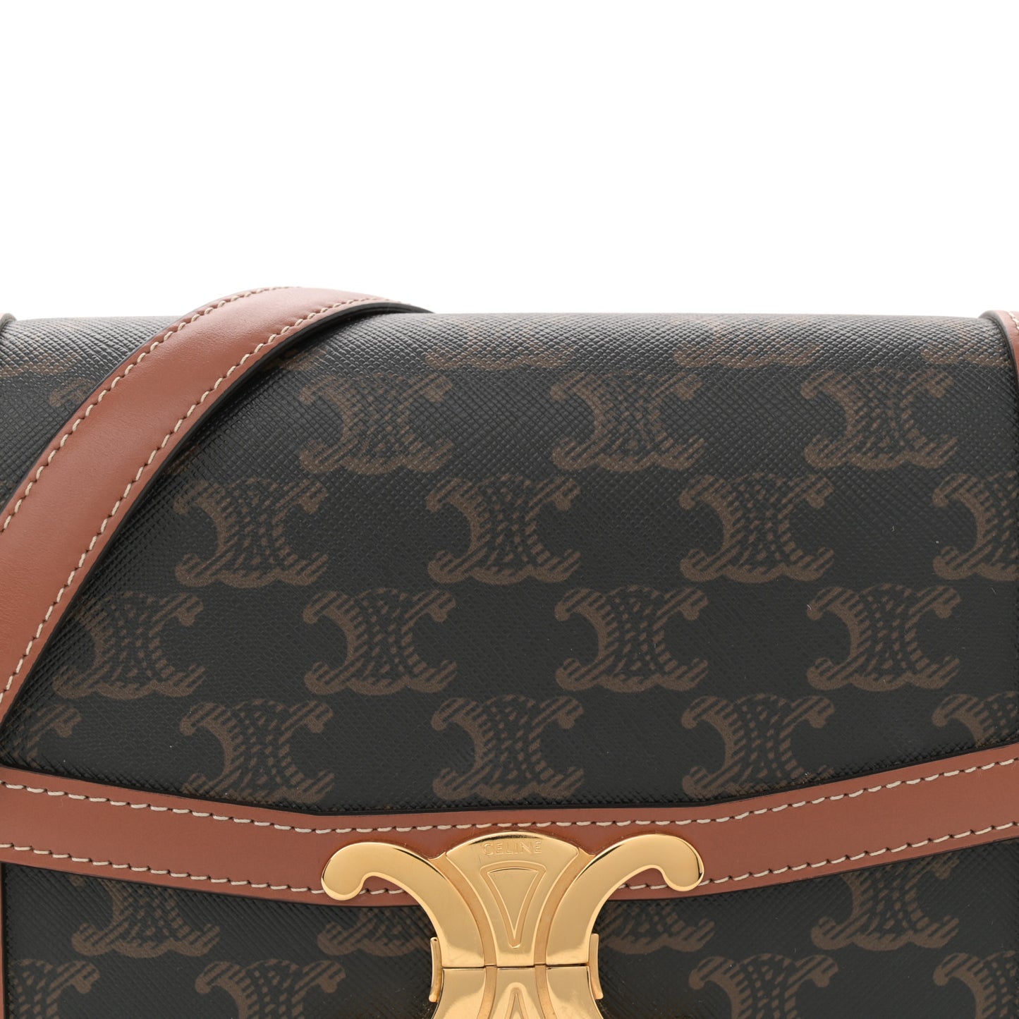 Calfskin Triomphe Canvas Teen Triomphe Bag Tan