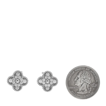 Van Cleef & Arpels 18K White Gold Diamond Vintage Alhambra Earrings 2 of 6