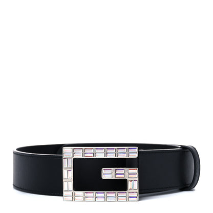 Gucci Calfskin Crystal Square G Madelyn Belt 70 28 Black 1 of 7
