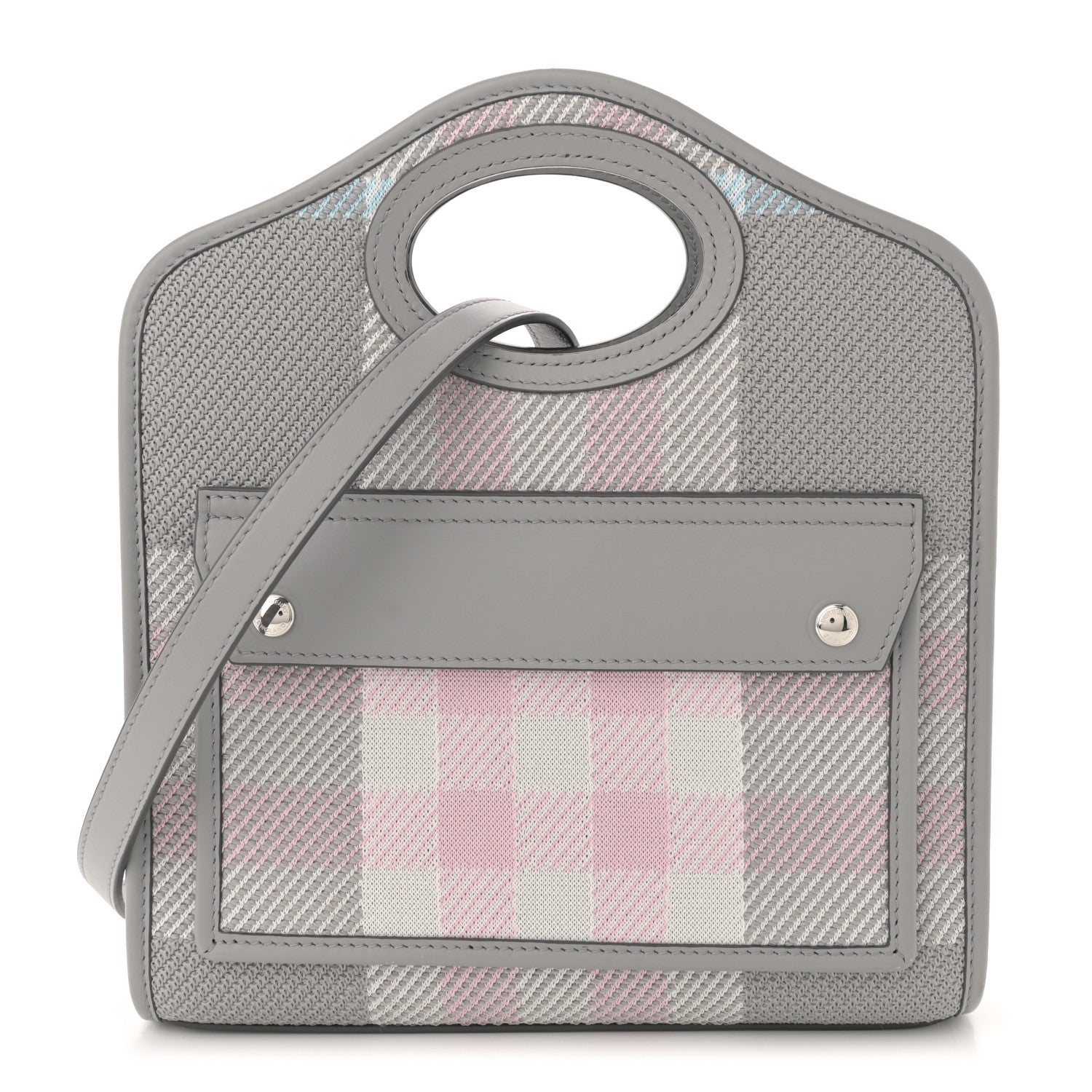 Burberry Calfskin Check Mini Pocket Bag Grey 1 of 10