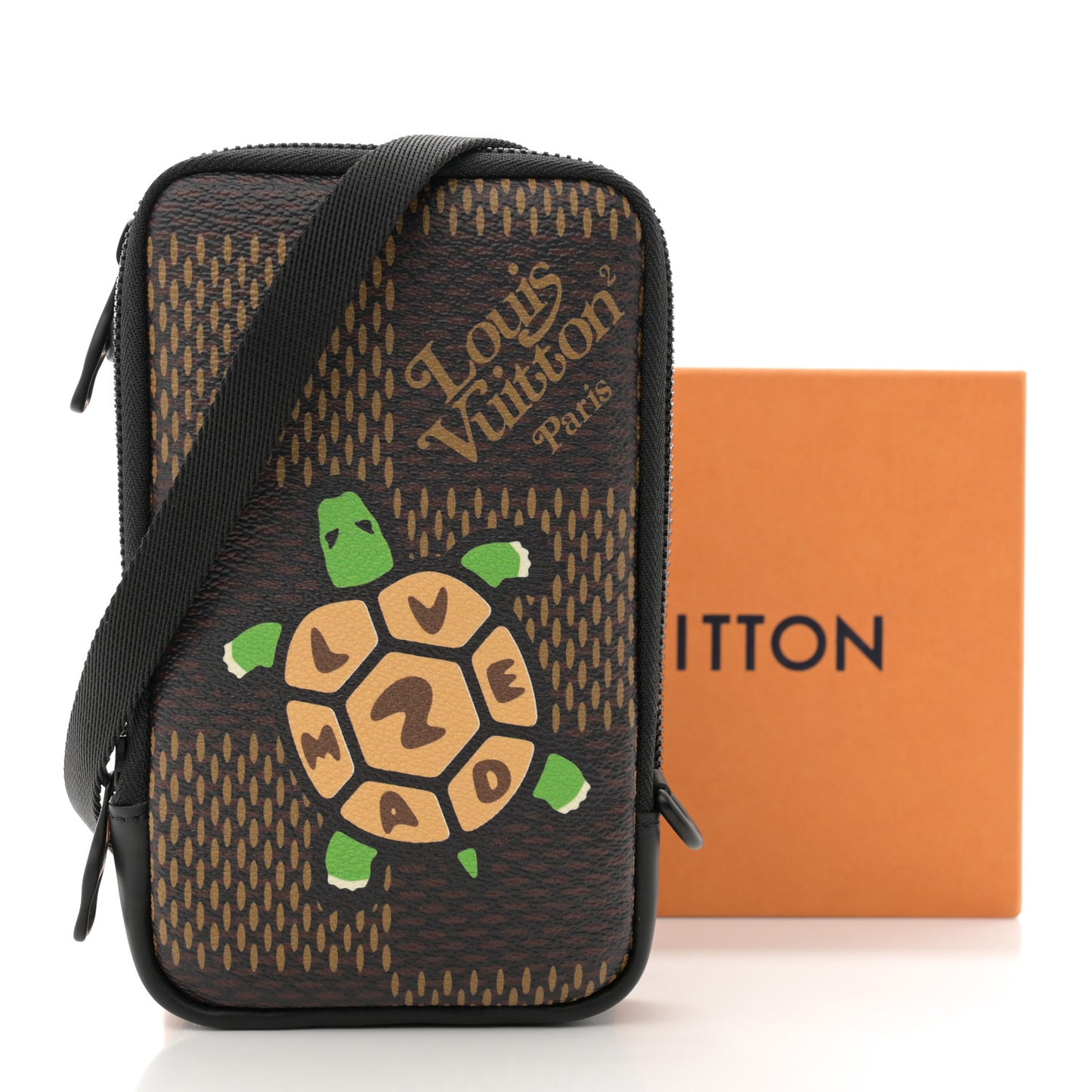 X NIGO Giant Damier Ebene Tortoise Double Phone Pouch