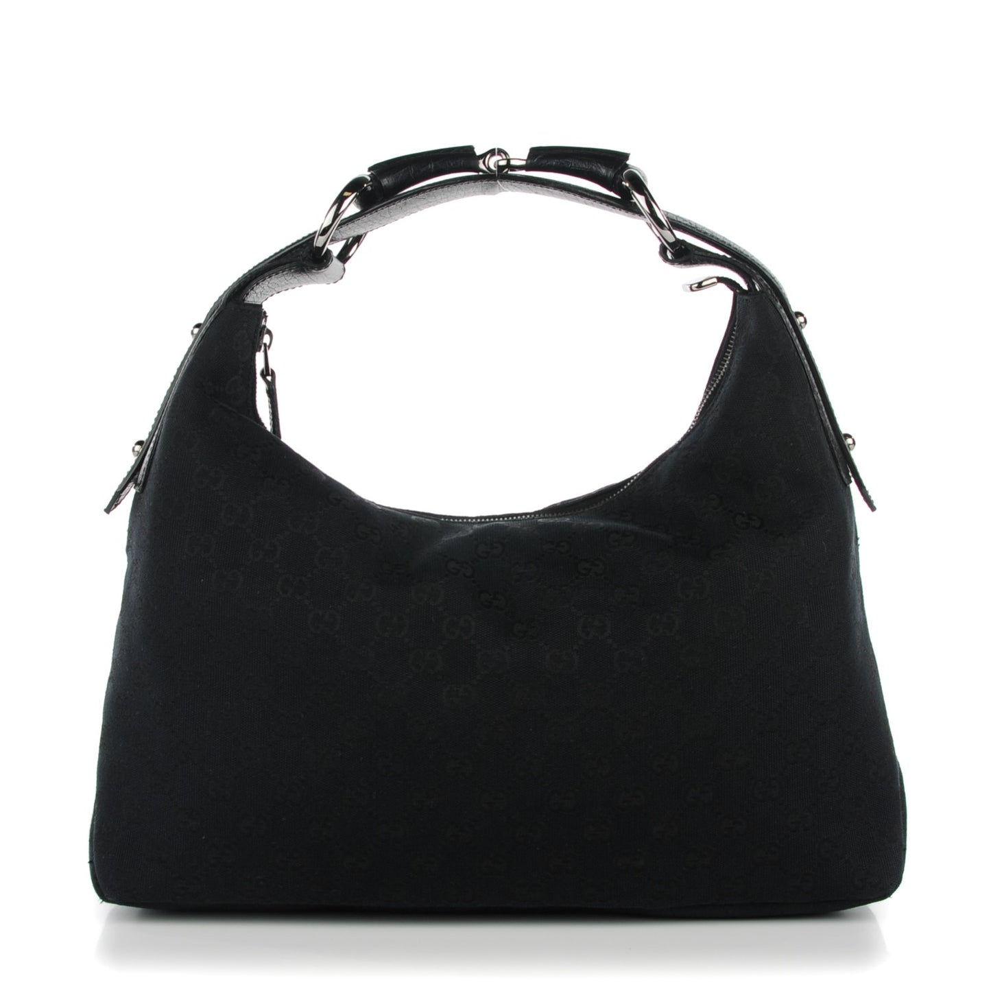 Monogram Medium Horsebit Chain Hobo Black