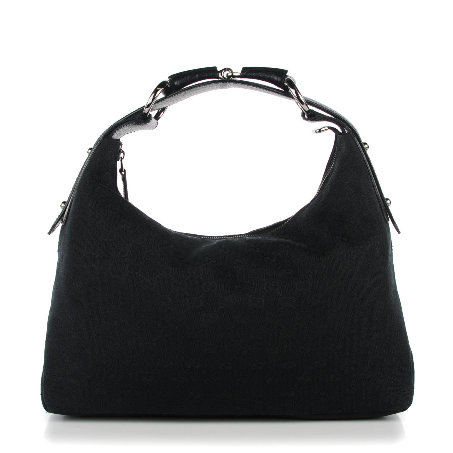 Gucci Monogram Medium Horsebit Chain Hobo Black 1 of 7