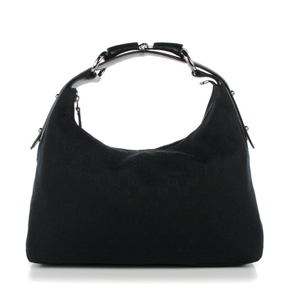 Gucci Monogram Medium Horsebit Chain Hobo Black 1 of 7