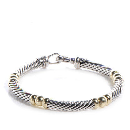 David Yurman Sterling Silver 14k Gold Ball Hampton 7mm Bracelet 1 of 6