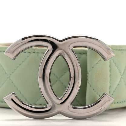 Chanel Lambskin Quilted CC Belt 80 32 Green 6 of 7