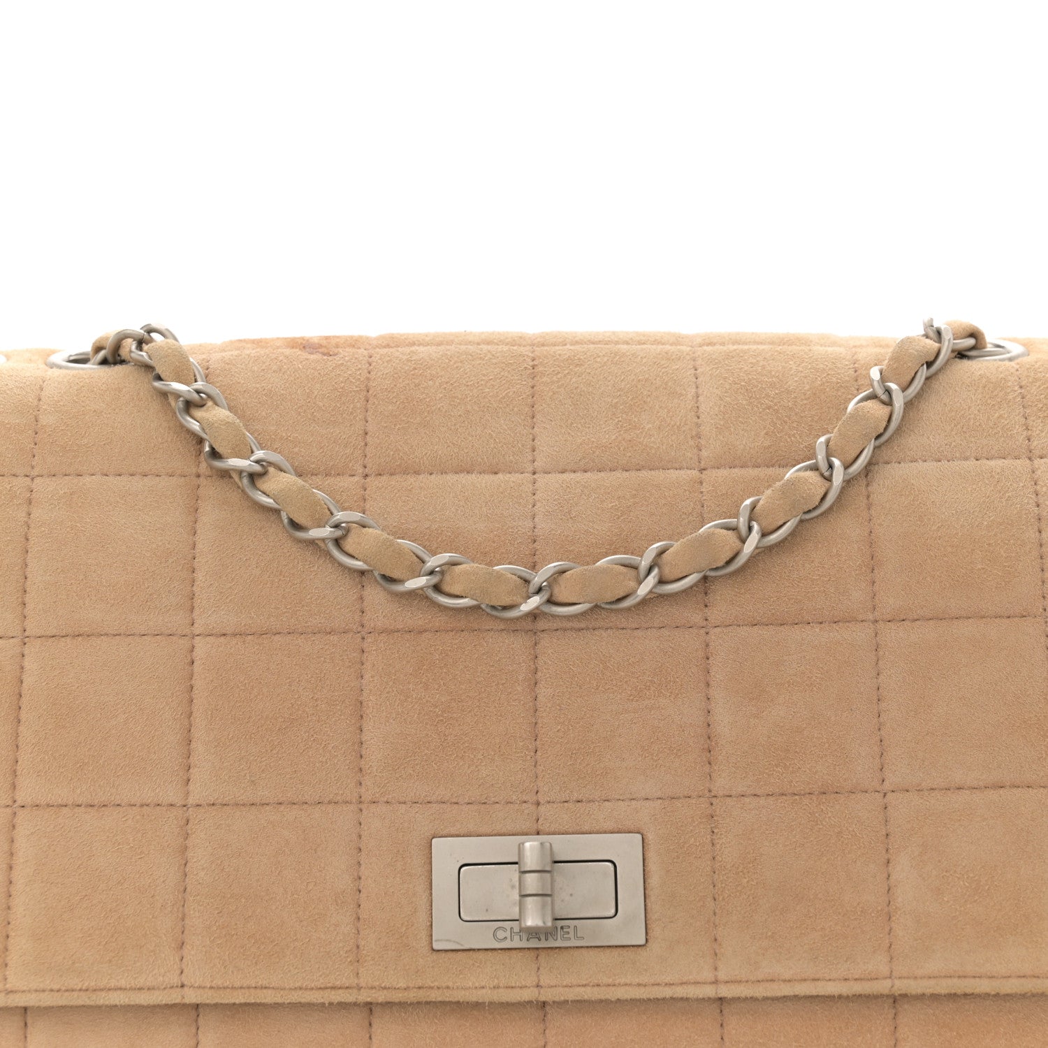 Chanel Suede Chocolate Bar Mademoiselle Flap Beige 9 of 13