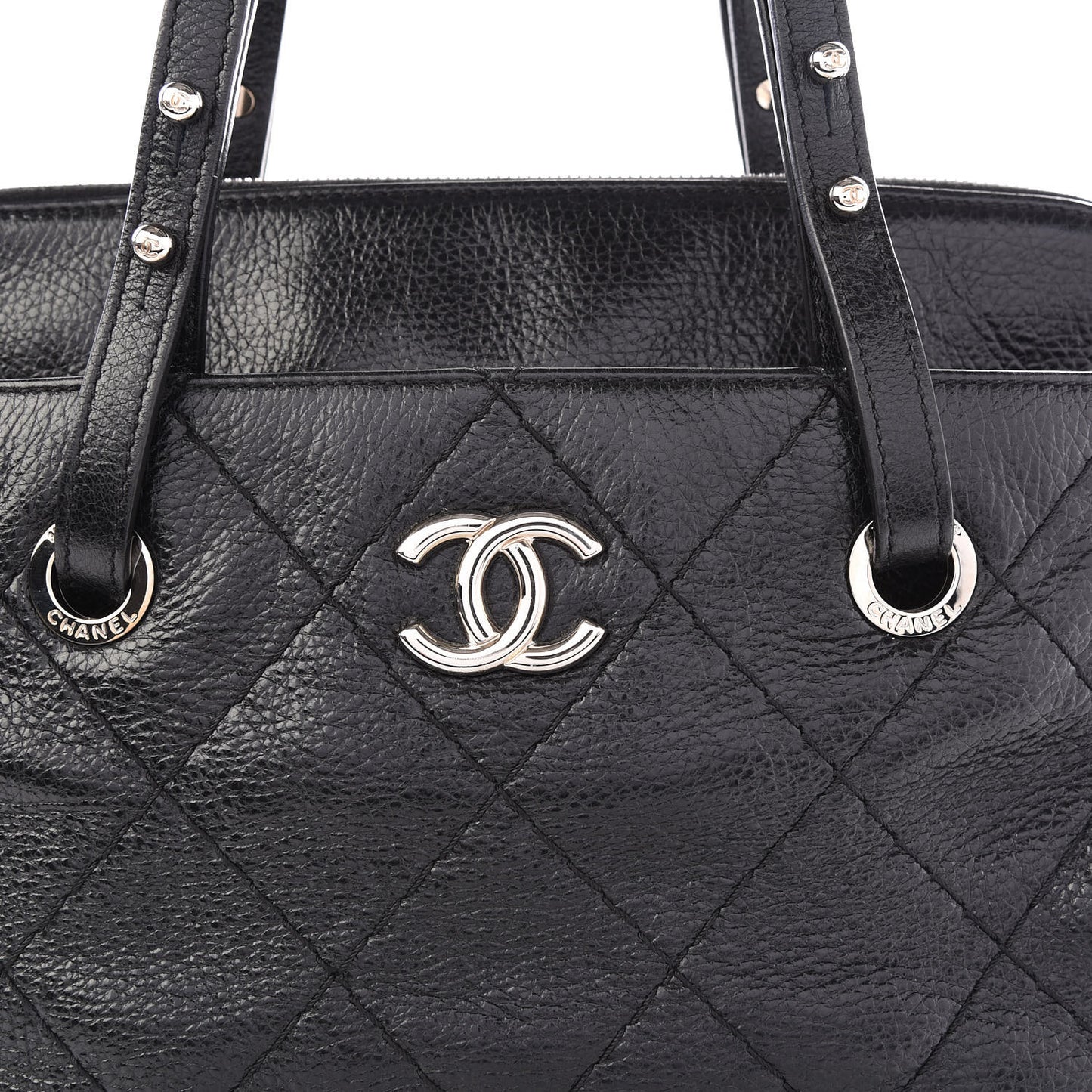 Glazed Calfskin On the Road Zip Tote Black