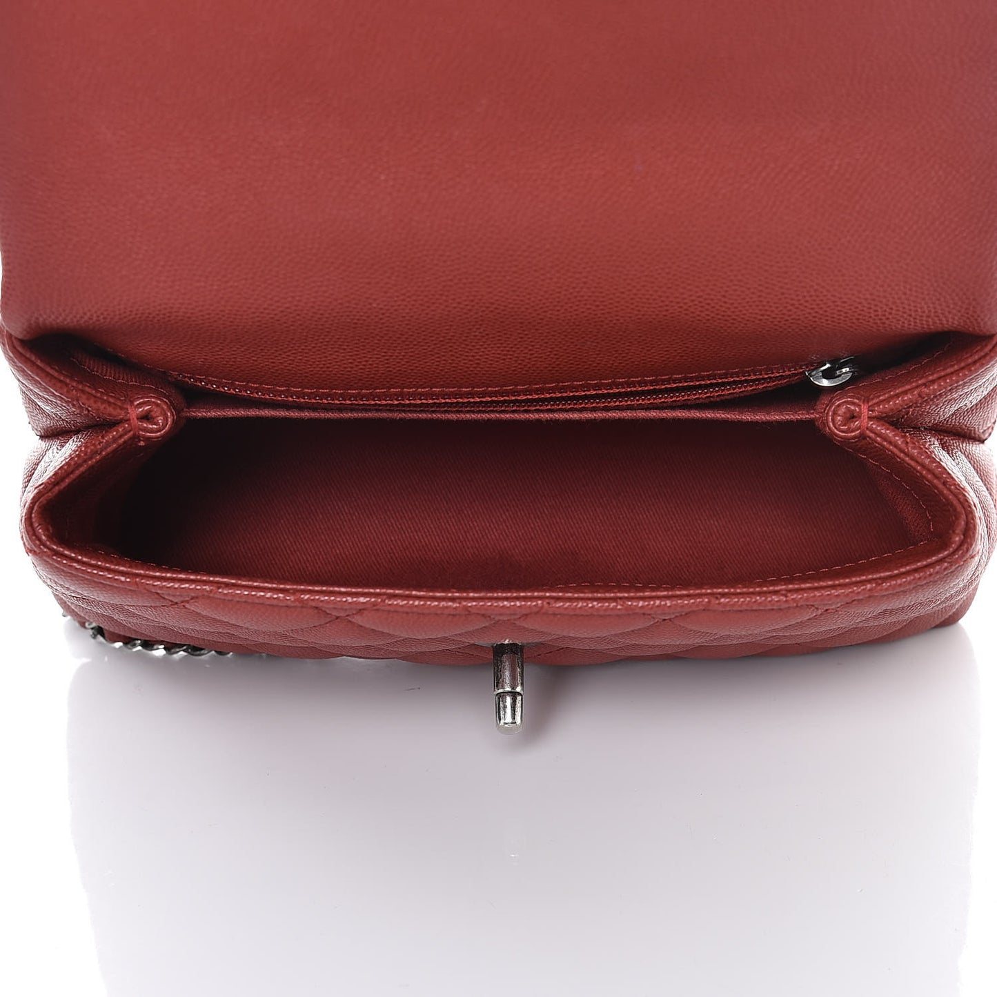 Caviar Quilted Mini Coco Handle Flap Dark Red