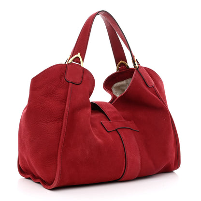 Gucci Nubuck Medium Soft Stirrup Shoulder Bag Red 3 of 10