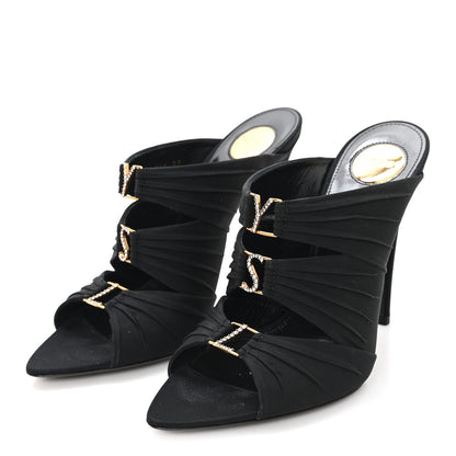 Saint Laurent Crepe Satin Crystal Emilie 110 Sandals 37 Black 4 of 10