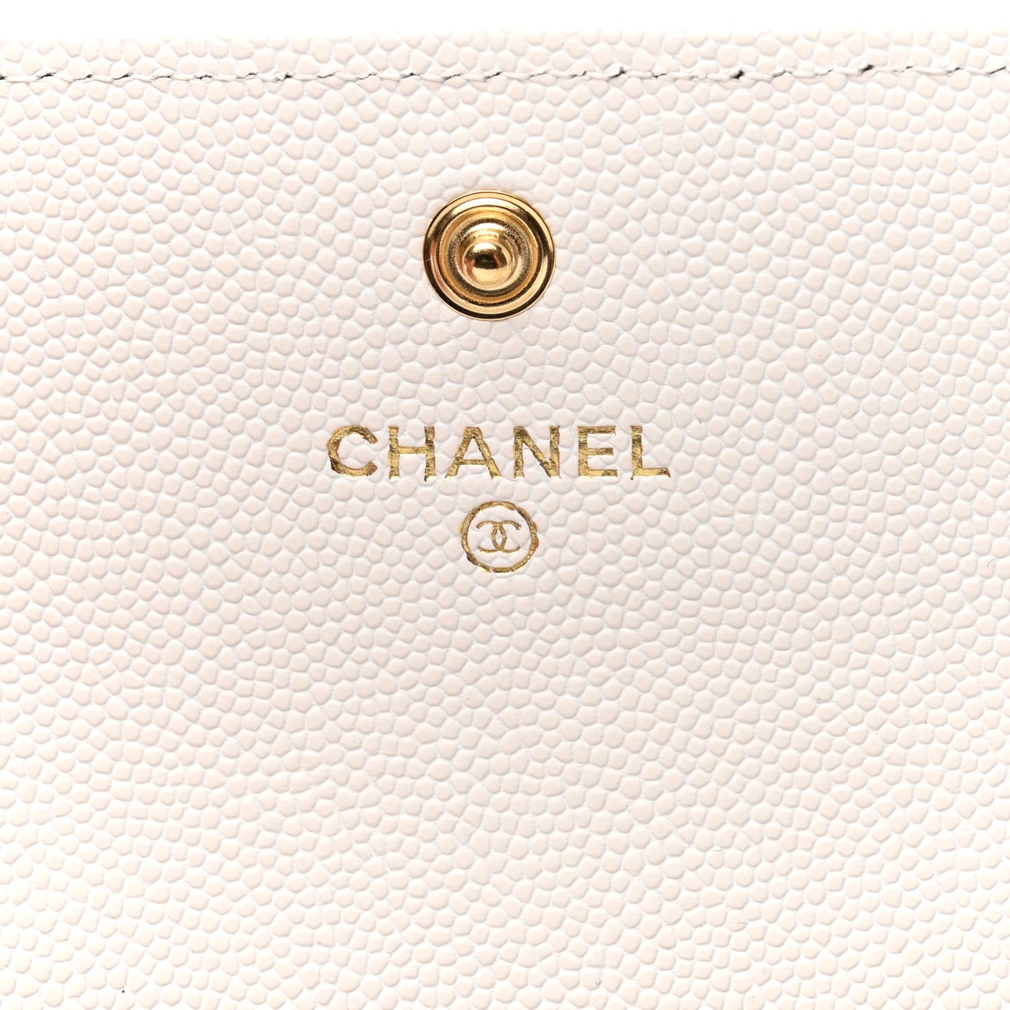 Caviar Quilted Enamel Coco Casino Flap Card Holder Wallet White